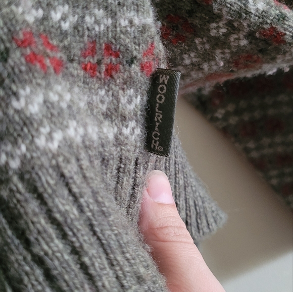 Woolrich lambs wool fair isle quarter zip sweater Women's XL - Picture 3 of 7